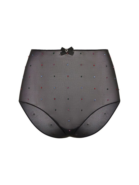 Dsquared2: Crystal dots mesh high waist briefs - Multi/Black - women_0 | Luisa Via Roma