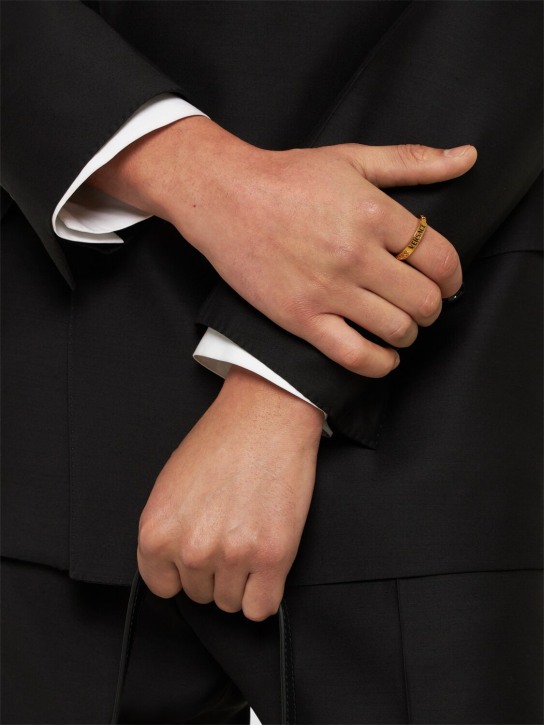 Versace: Anneau logo en métal - Or - men_1 | Luisa Via Roma
