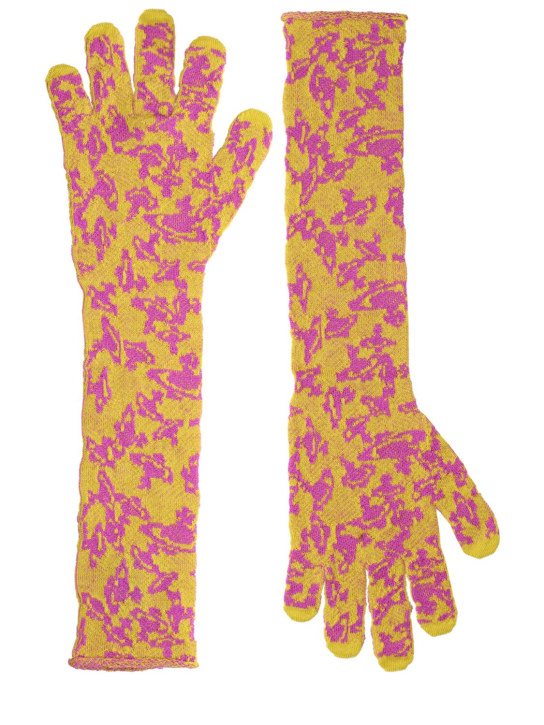 Vivienne Westwood: Lange Handschuhe aus Strick - Acid Grün - women_0 | Luisa Via Roma
