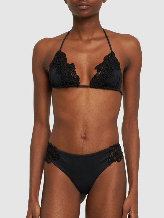 Ermanno Scervino: Lycra embroidery bikini bottom - Black - women_1 | Luisa Via Roma