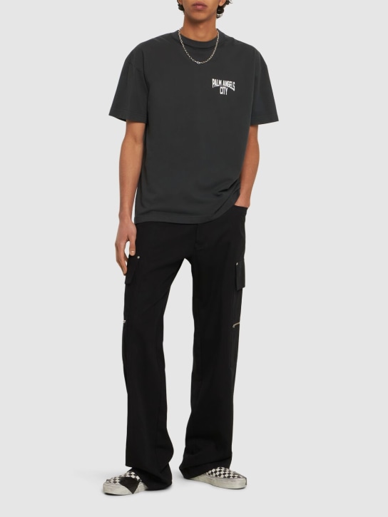 Palm Angels: PA City logo cotton t-shirt - Dark Grey - men_1 | Luisa Via Roma