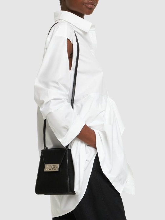MM6 Maison Margiela: Mini Numbers vertical leather bag - Black - women_1 | Luisa Via Roma