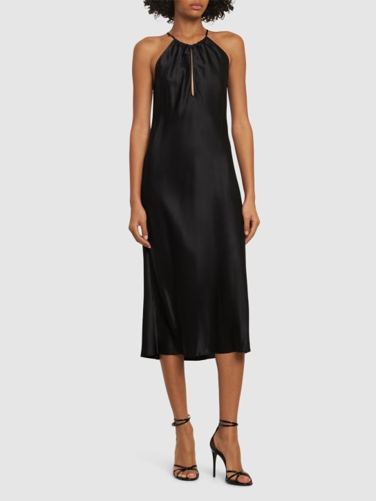 Nili Lotan: Eglantine halter neck silk midi dress - Black - women_1 | Luisa Via Roma