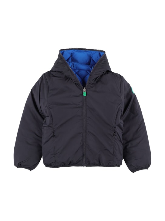 Save The Duck: Reversible nylon puffer jacket - Navy - kids-boys_0 | Luisa Via Roma