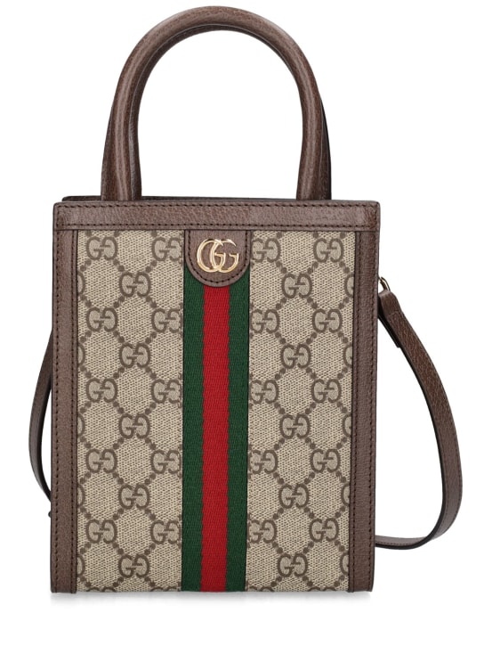 Gucci: Super Mini Tasche aus Canvas "Ophidia GG" - Ebenholz - women_0 | Luisa Via Roma