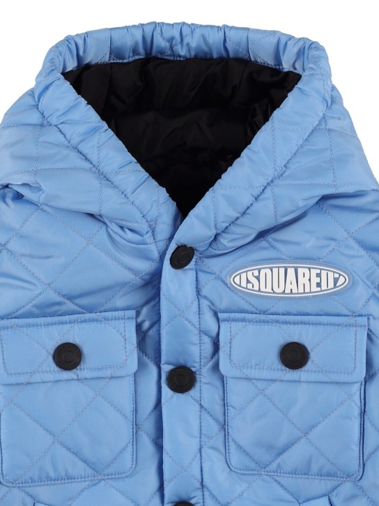 Dsquared2: Hooded quilted nylon jacket - Light Blue - kids-boys_1 | Luisa Via Roma