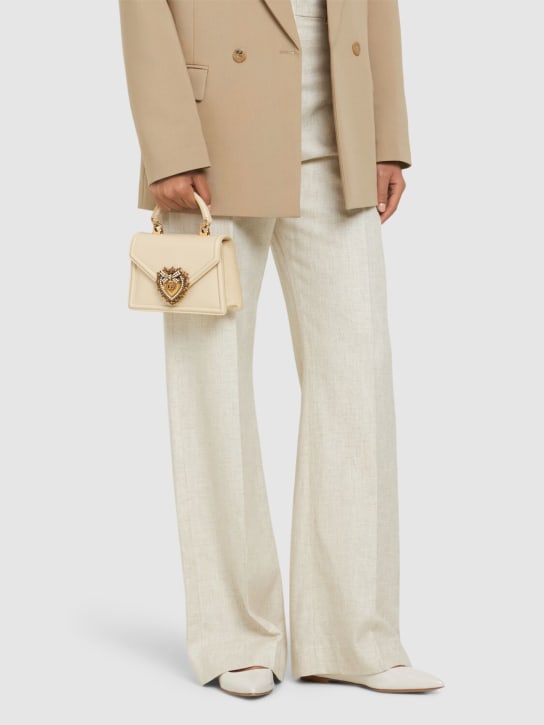 Dolce&Gabbana: Mini Devotion leather top handle bag - Burro - women_1 | Luisa Via Roma