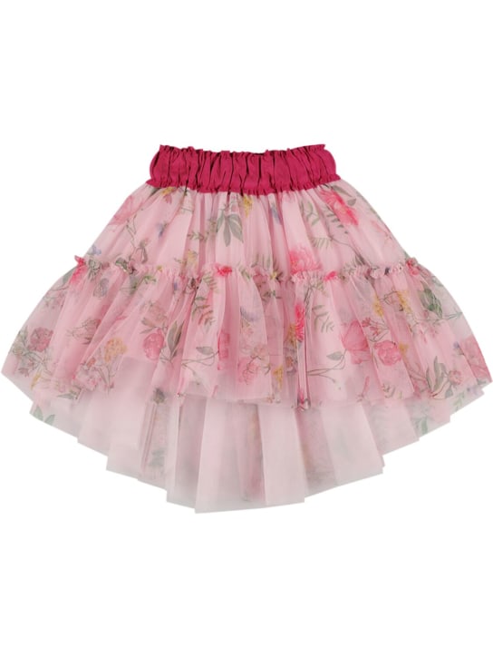 Monnalisa: Tulle maxi skirt w/ruffles - Pink/Multi - kids-girls_0 | Luisa Via Roma