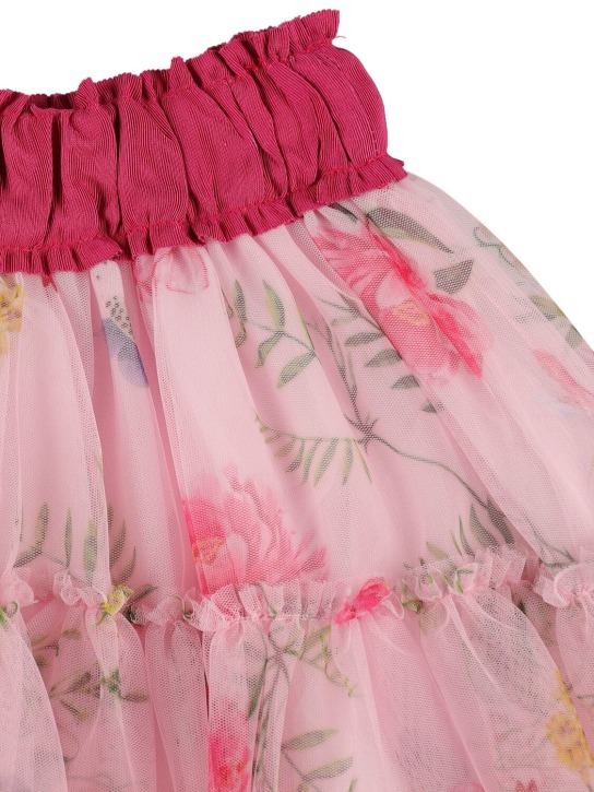 Monnalisa: Tulle maxi skirt w/ruffles - Pink/Multi - kids-girls_1 | Luisa Via Roma