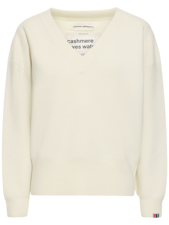 Extreme Cashmere: Suéter de cashmere con cuello en V - Blanco - women_0 | Luisa Via Roma