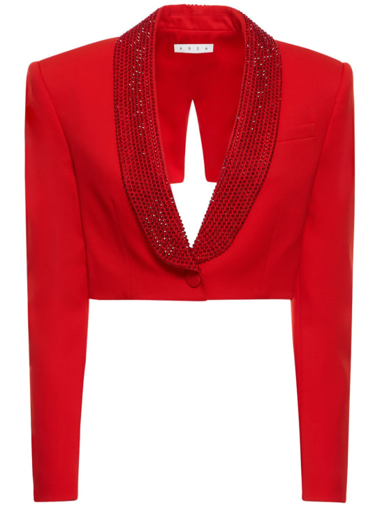 Area: Embellished wool cropped blazer - Red - women_0 | Luisa Via Roma