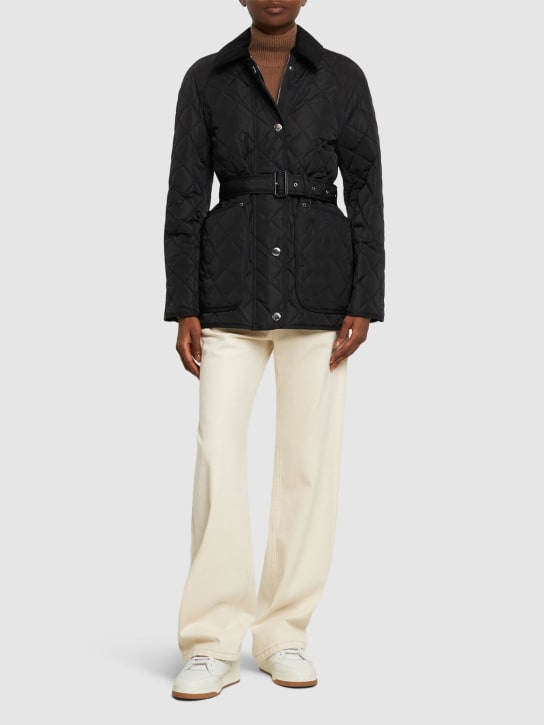 Burberry: "Penston" quilted jacket w/ belt - Black - women_1 | Luisa Via Roma
