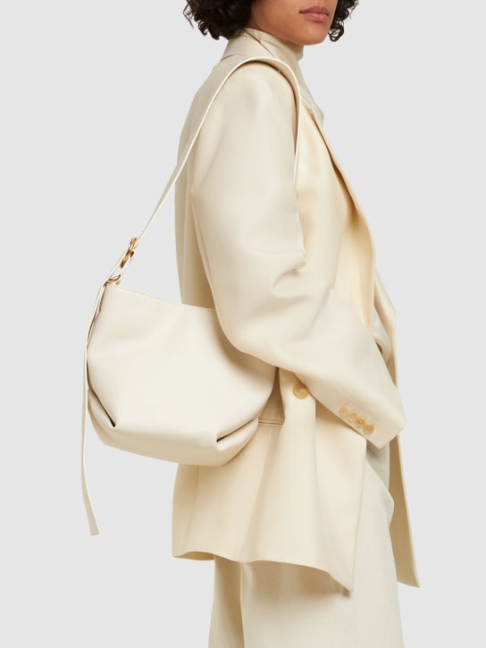 Jil Sander: Small Folded leather tote bag - Eggshell - women_1 | Luisa Via Roma