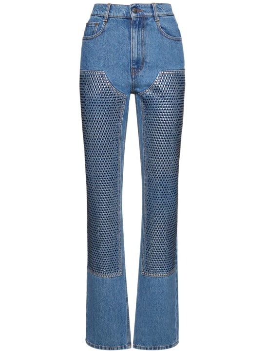 Area: Embellished straight leg jeans - Blue - women_0 | Luisa Via Roma