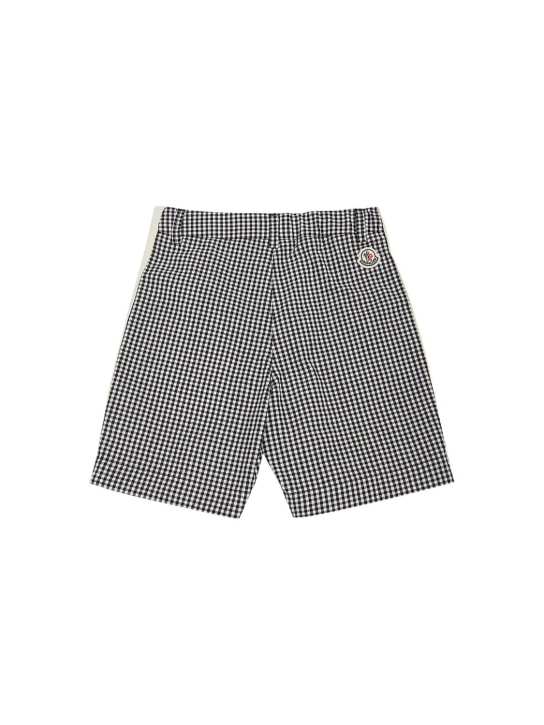 Moncler: Shorts aus Baumwolle mit Karodruck - Hellblau - kids-boys_1 | Luisa Via Roma