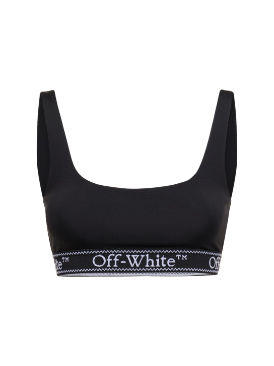 Off-White: Nylon-BH mit Logo - Schwarz - women_0 | Luisa Via Roma