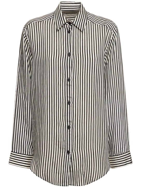 Matteau: Striped silk blend classic shirt - Black/Multi - women_0 | Luisa Via Roma