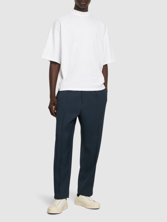 Jil Sander: Boxy版型棉质平纹针织T恤 - 白色 - men_1 | Luisa Via Roma