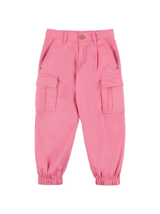 Versace: Cotton gabardine cargo pants - Pink - kids-girls_0 | Luisa Via Roma