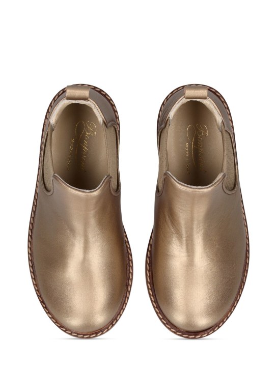 Bonpoint: Mathis leather boots - Gold - kids-girls_1 | Luisa Via Roma