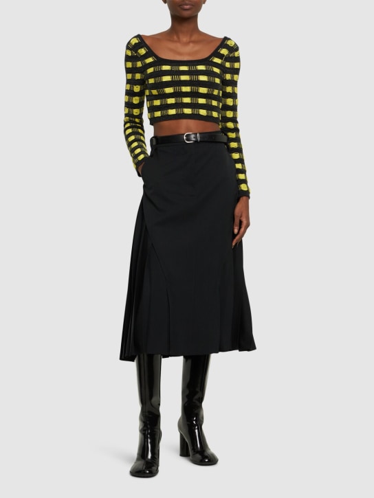 Ferrari: Wool blend midi skirt with pleats - Black - women_1 | Luisa Via Roma