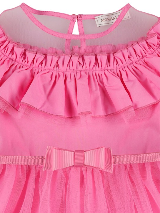 Monnalisa: Tulle dress w/bow - Pink - kids-girls_1 | Luisa Via Roma