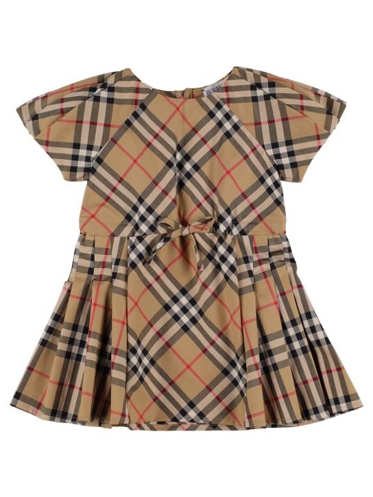 Burberry: Kleid aus Baumwollmischung mit Karodruck - Beige - kids-girls_0 | Luisa Via Roma