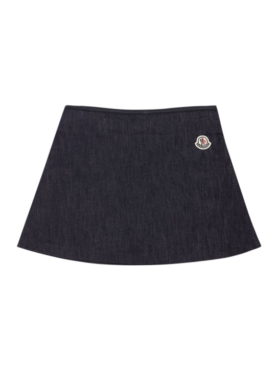 Moncler: Cotton denim mini skirt - Light Blue - kids-girls_1 | Luisa Via Roma