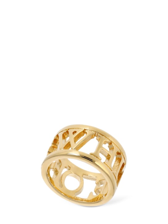 Off-White: Logo brass ring - Gold - women_0 | Luisa Via Roma
