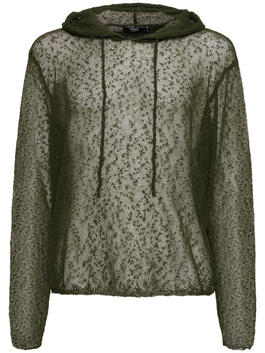 Jaded London: Khaki fine knit hoodie - Green - men_0 | Luisa Via Roma