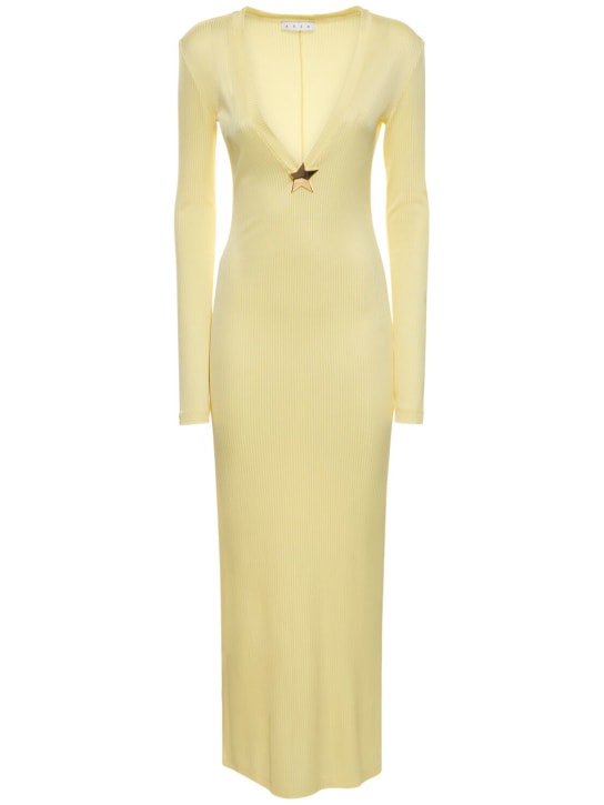 Area: Vestido largo de viscosa con tachuelas - Cream Yellow - women_0 | Luisa Via Roma