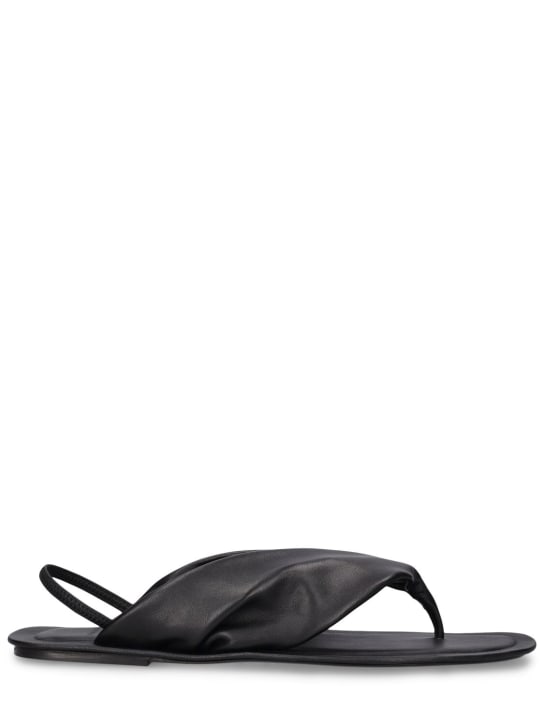 Loulou Studio: Sahado leather slingback flat sandals - Black - women_0 | Luisa Via Roma