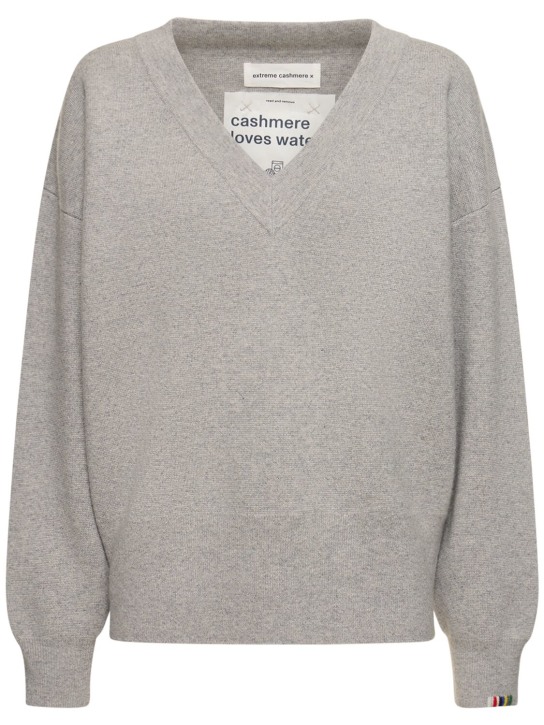Extreme Cashmere: V neck cashmere sweater - Grey - women_0 | Luisa Via Roma