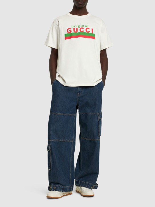 Gucci: T-shirt en coton imprimé Gucci Original - Blanc - men_1 | Luisa Via Roma