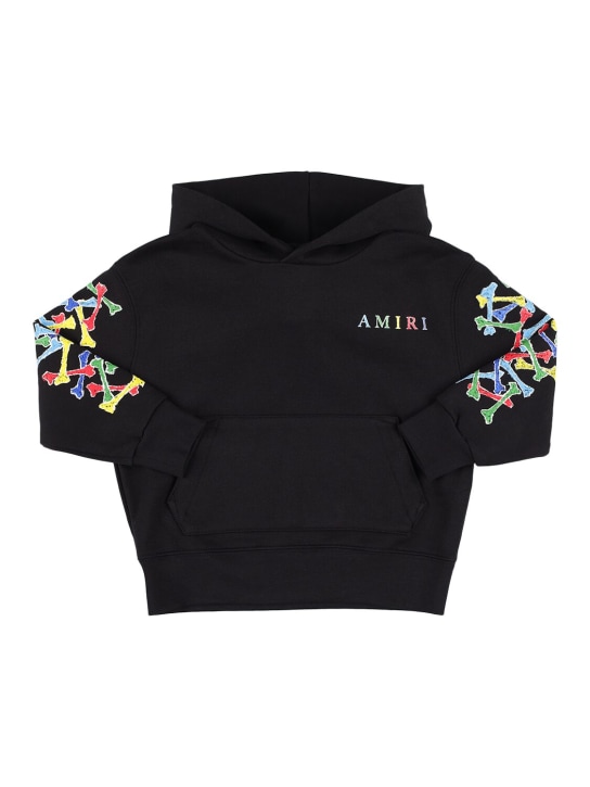 Amiri: Logo print cotton hoodie - Black - kids-girls_0 | Luisa Via Roma