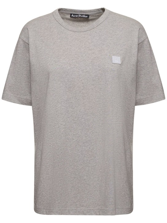 Acne Studios: Cotton jersey short sleeve t-shirt - Light Grey - women_0 | Luisa Via Roma