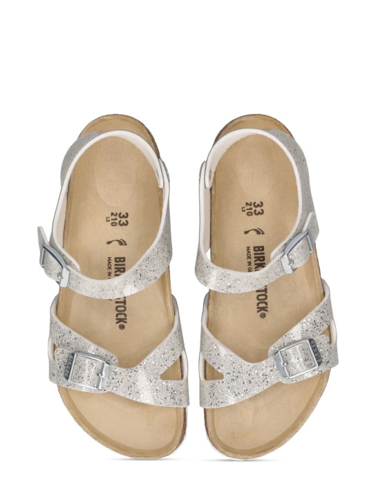 BIRKENSTOCK: Glittered Rio faux leather sandals - White - kids-girls_1 | Luisa Via Roma