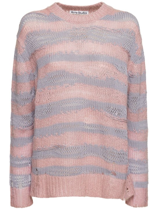 Acne Studios: Karita cotton blend crewneck sweater - Multicolor - women_0 | Luisa Via Roma