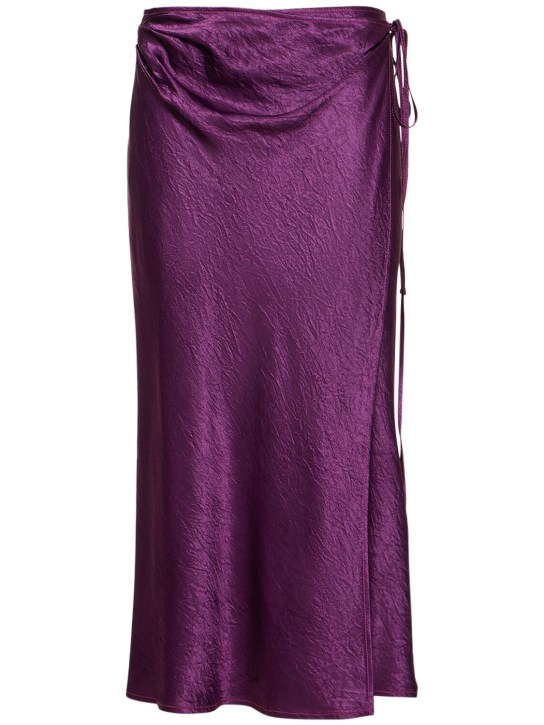 Acne Studios: Satin wraparound midi skirt - Purple - women_0 | Luisa Via Roma