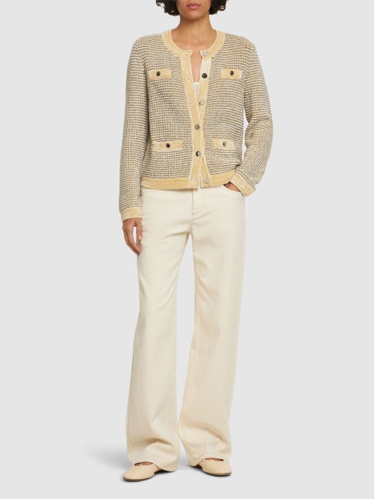 Tory Burch: Kendra viscose blend velvet jacket - Ivory/Multi - women_1 | Luisa Via Roma