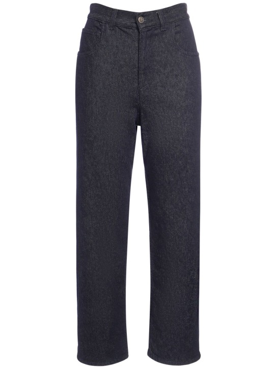 Moncler: Cropped denim jeans - Navy - women_0 | Luisa Via Roma