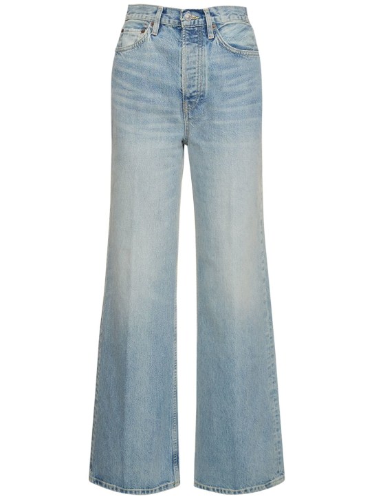 RE/DONE: 70's High waisted cotton wide leg jeans - Blue - women_0 | Luisa Via Roma