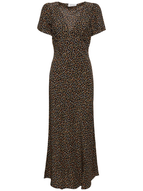 Matteau: Short sleeve silk maxi dress - Multicolor - women_0 | Luisa Via Roma