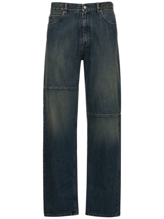 MM6 Maison Margiela: Jeans dritti in denim di cotone - Blu - men_0 | Luisa Via Roma