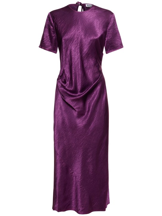 Acne Studios: 绸缎短袖围裹式迷笛连衣裙 - 紫色 - women_0 | Luisa Via Roma