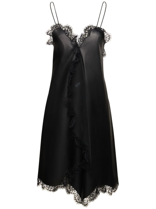 Off-White: Lace nappa leather dress - Black - women_0 | Luisa Via Roma