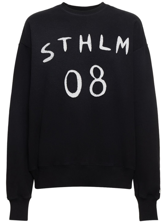 Acne Studios: Cotton jersey crewneck sweatshirt - Multi/Grey - women_0 | Luisa Via Roma