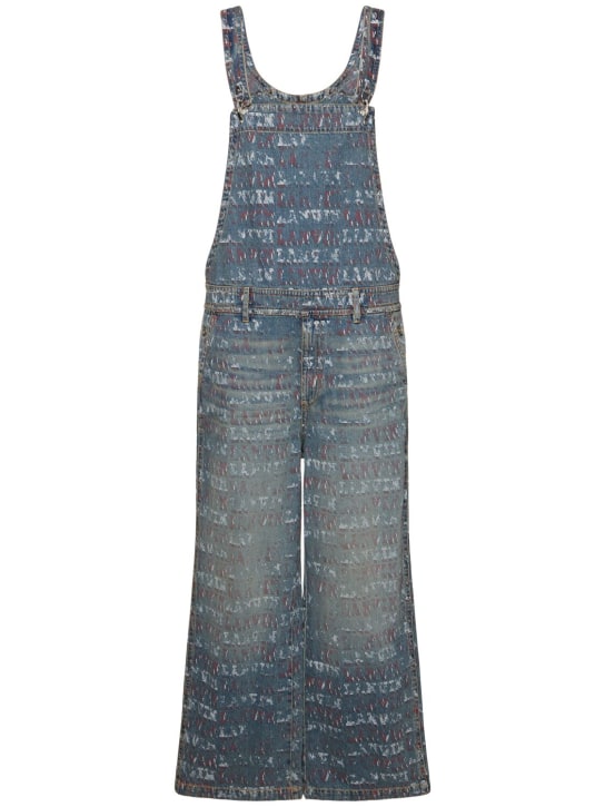 Lanvin: Printed denim overalls - Light Blue - men_0 | Luisa Via Roma
