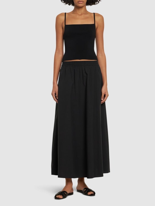 Matteau: Relaxed organic cotton midi skirt - Black - women_1 | Luisa Via Roma