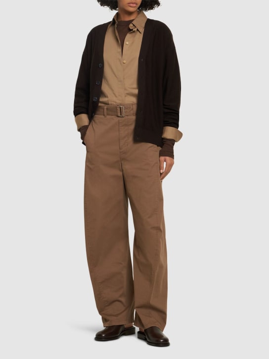 Lemaire: Cardigan relaxed fit in misto lana - Pecan Brown - women_1 | Luisa Via Roma